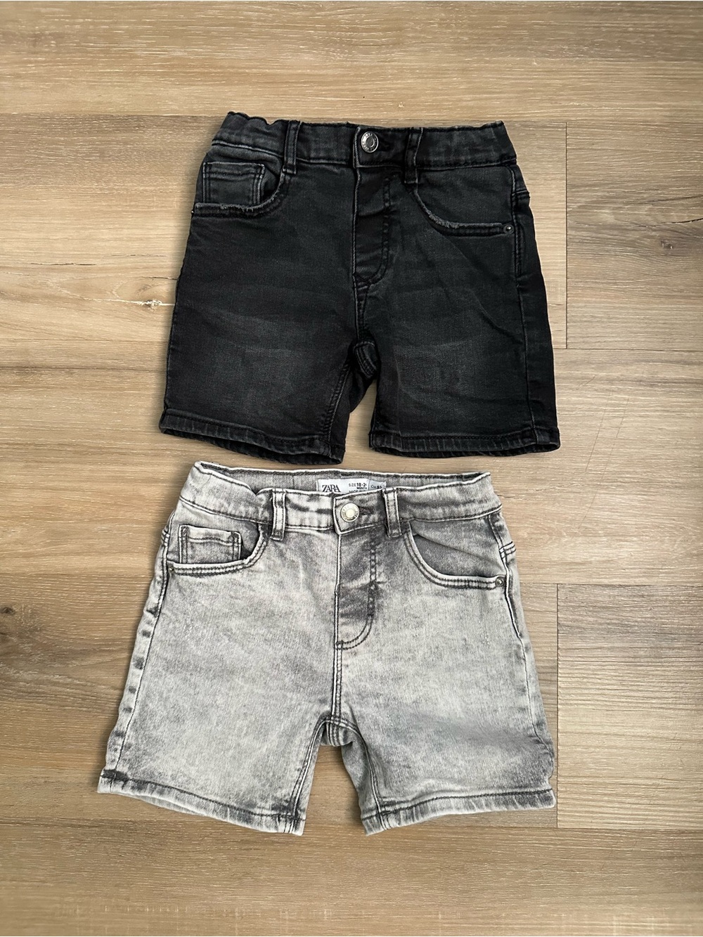 Zara Unisex Denim Distressed Grey & Black Jean Shorts